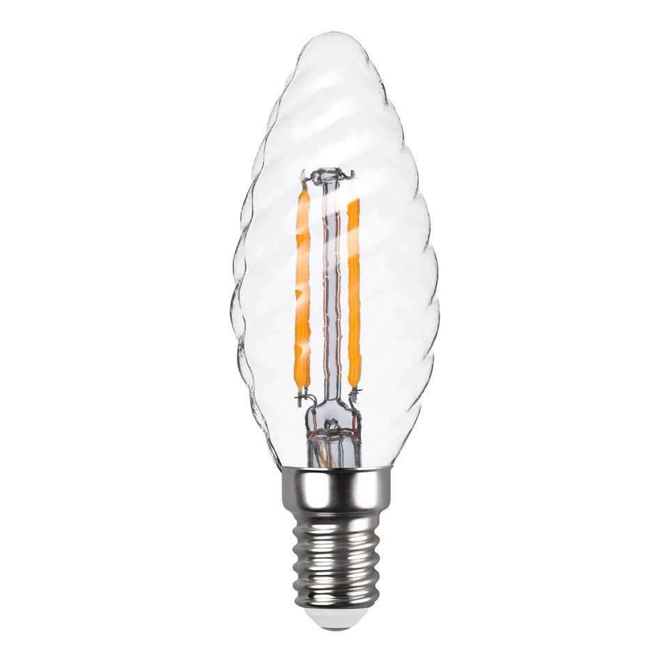 Omicron candle bulb E24 17W, gold twisted, dimmable