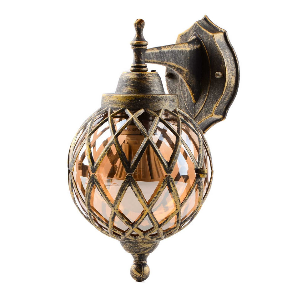 Omicron wall lamp, height 36cm, antique brass