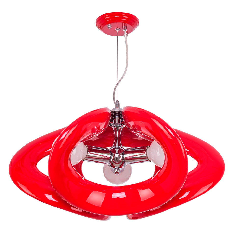 Omicron, height-adjustable LED hanging light, red