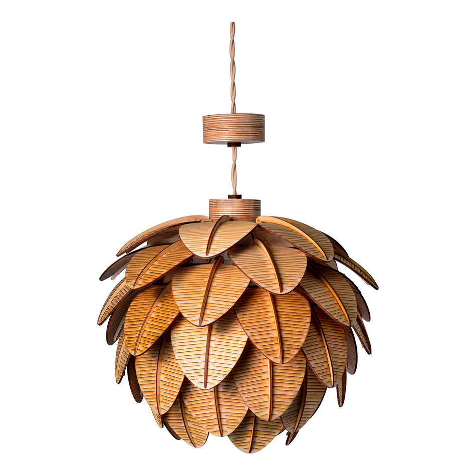 Olbia mini hanging lamp, wooden leaves