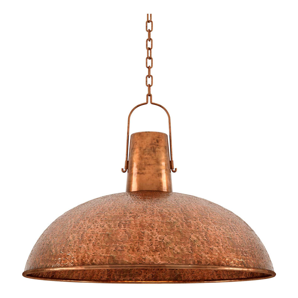 Dion pendant light, curved lampshade, copper