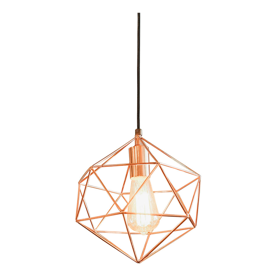 Omicron diamond hanging lamp in gold