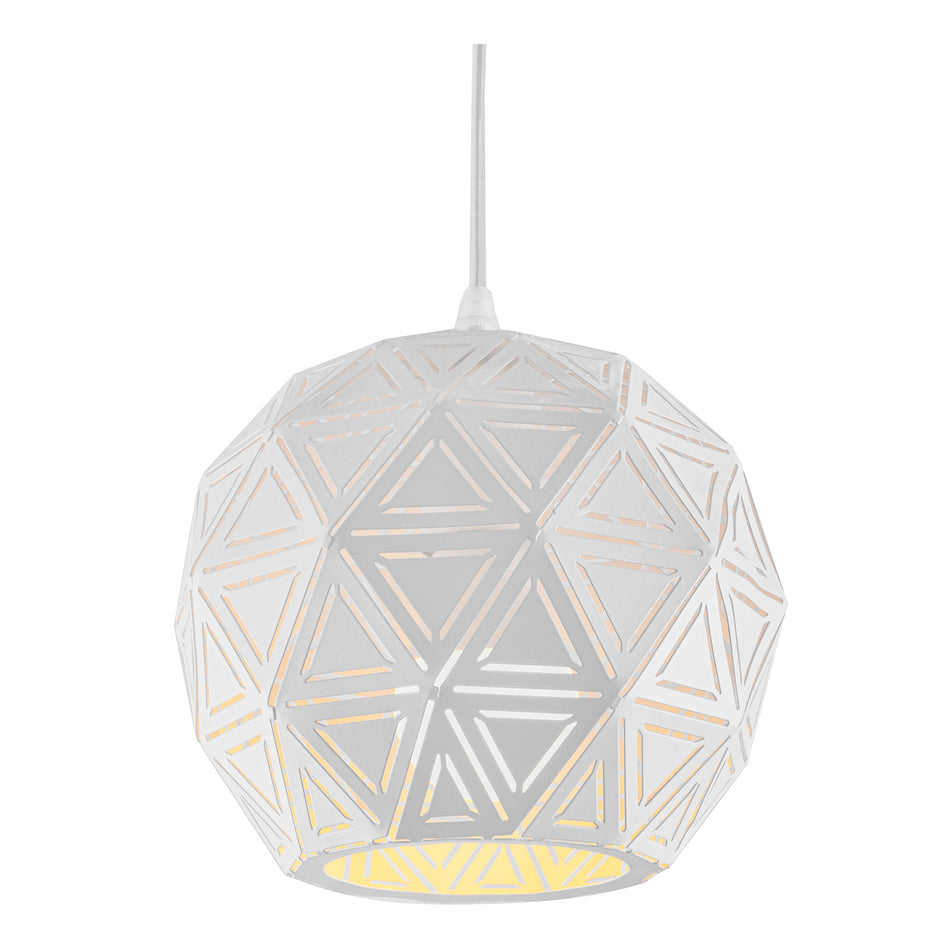 Selinus hanging light, metal lampshade, matt white