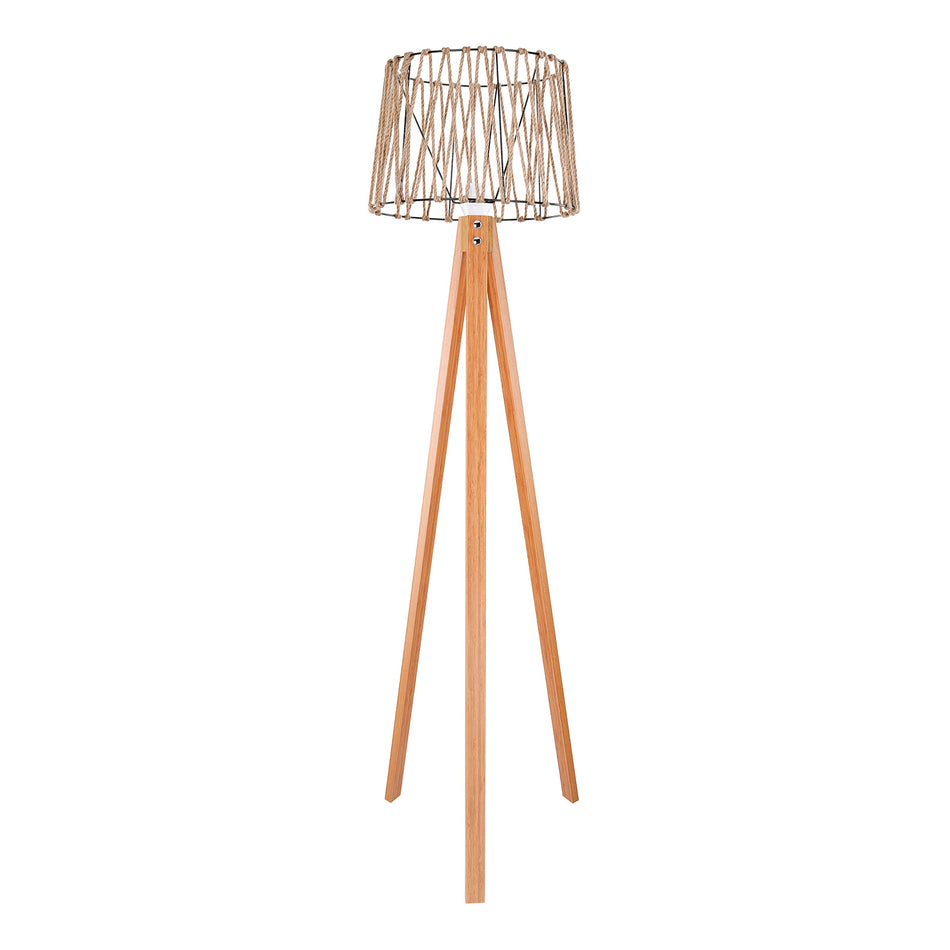 Olbia floor lamp, beige rope lampshade