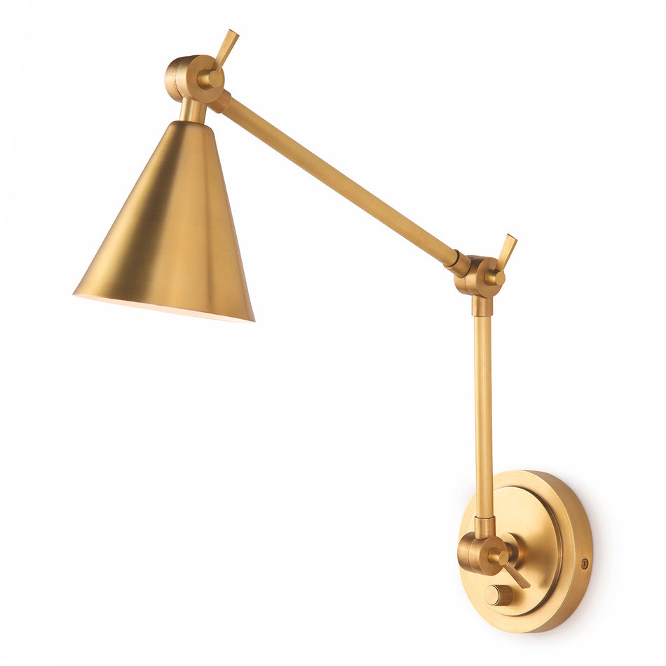 Ithaca dimmable wall light in metallic gold