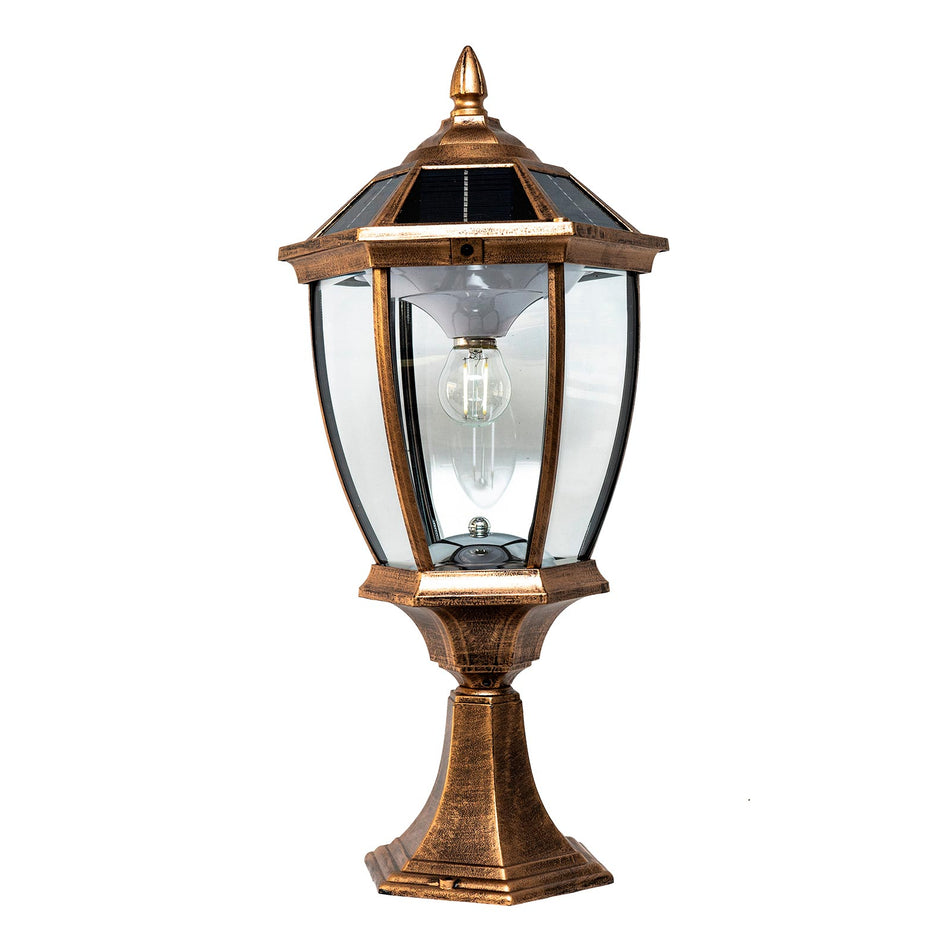 VitaEpsilon solar pillar light, antique, sensor