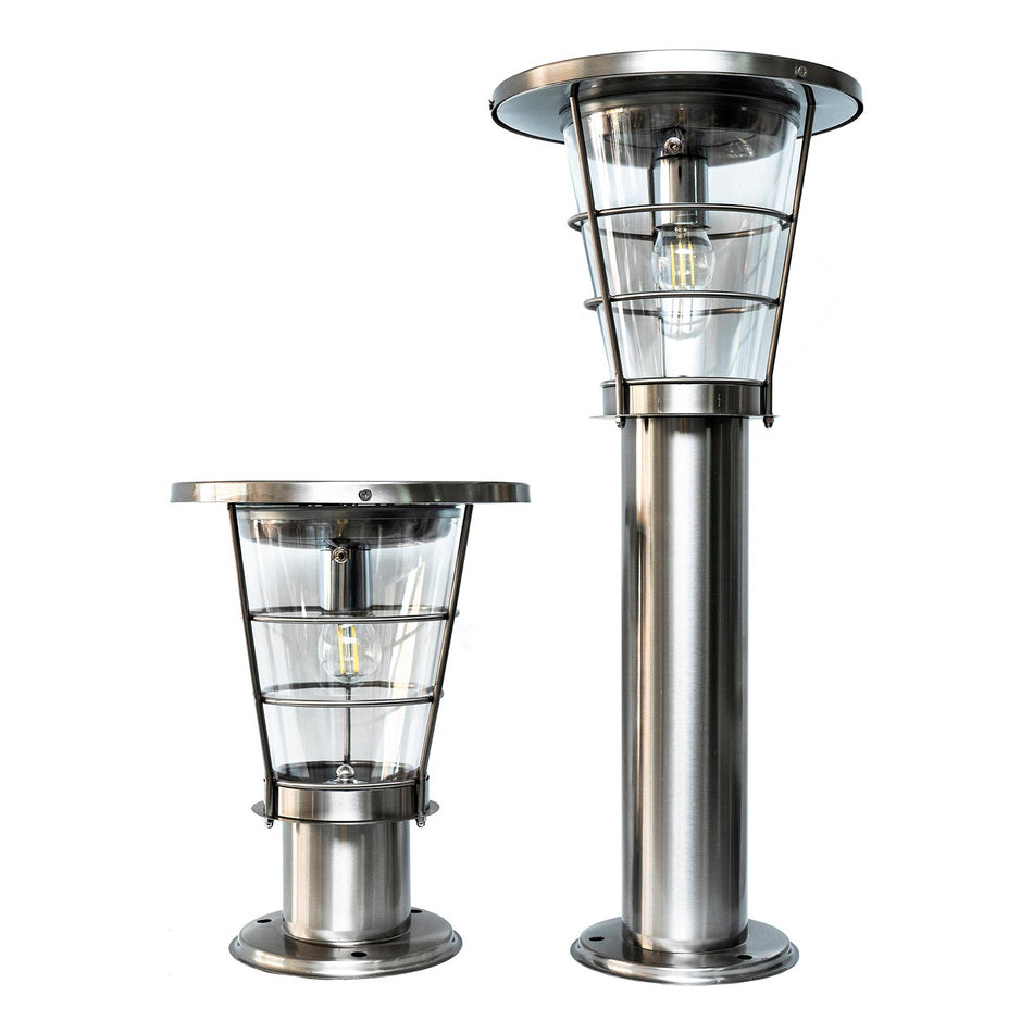 VitaEpsilon LED solar lights, stainless steel, set of two