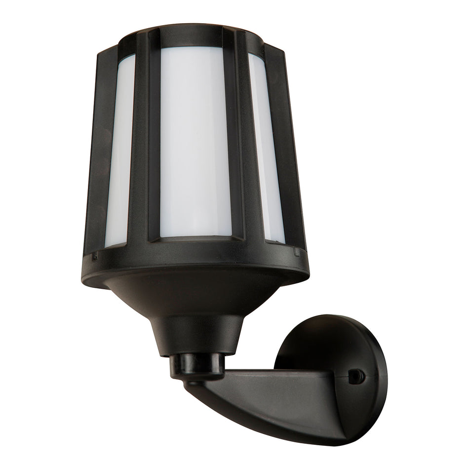 Dion LED solar wall light in black